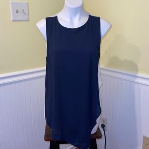 White House Black Market color block Asymmetrical sleeveless Top Large